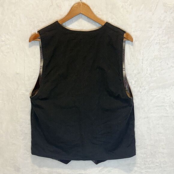 VTG Opus Reversible Plaid Vest Flannel 80s 90s Grunge Dark Academia Check Mens S - Picture 5 of 7